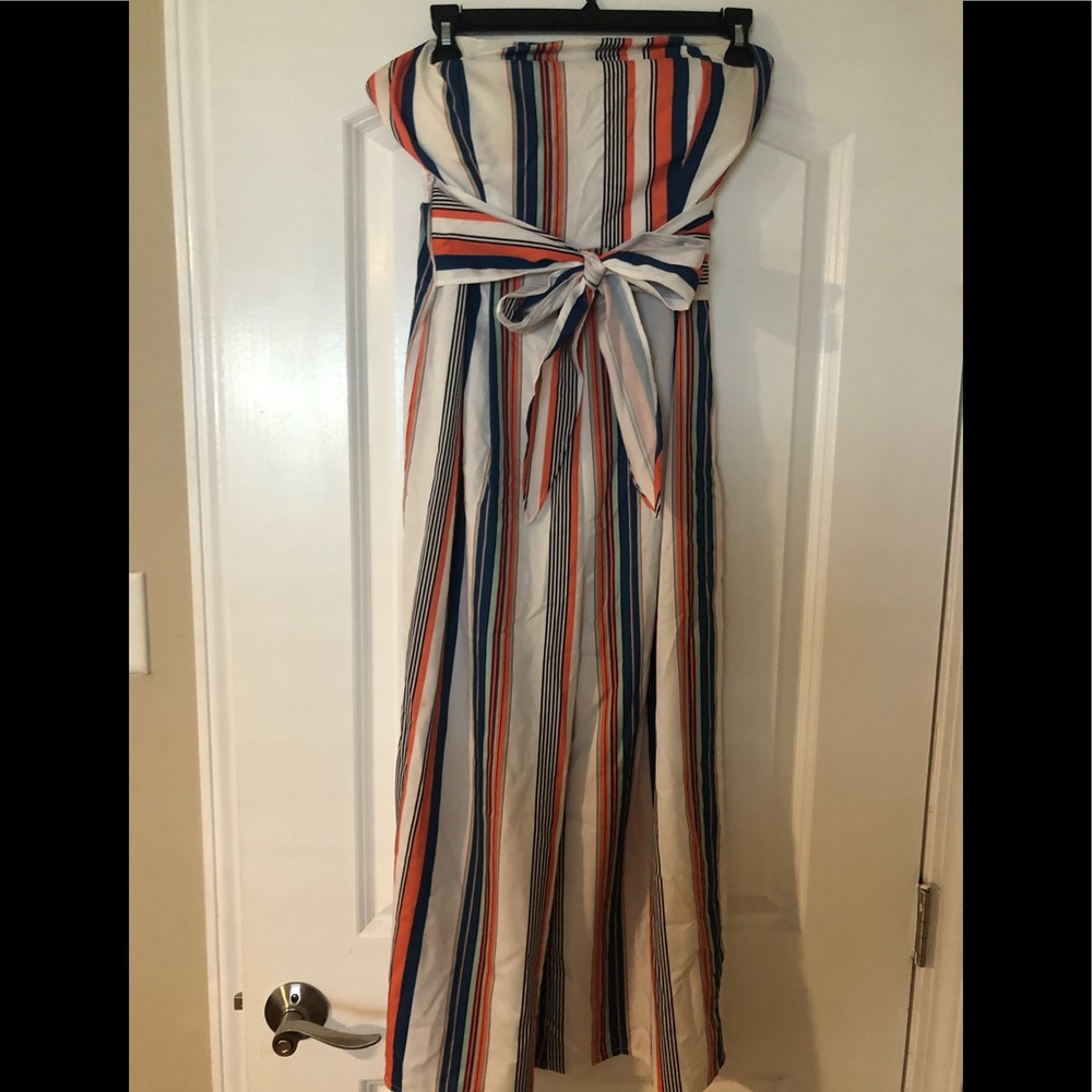 Striped Strapless Jumpsuit